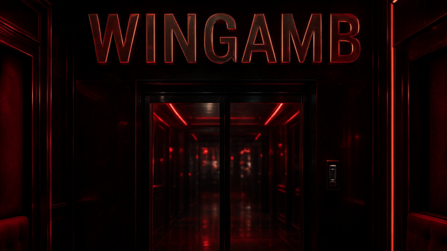 Wingamb mobil site için lüks bir casino giriş koridorunda ortada WINGAMB yazısı yer alıyor.