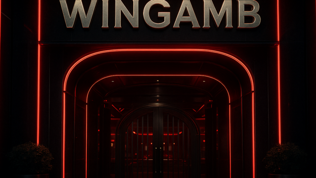 Lüks bir casino girişinde merkezde WINGAMB yazısı ile resmi giriş doğrulama atmosferi