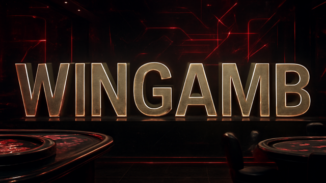 Wingamb illuminated centerpiece in a luxury casino with digital red accents