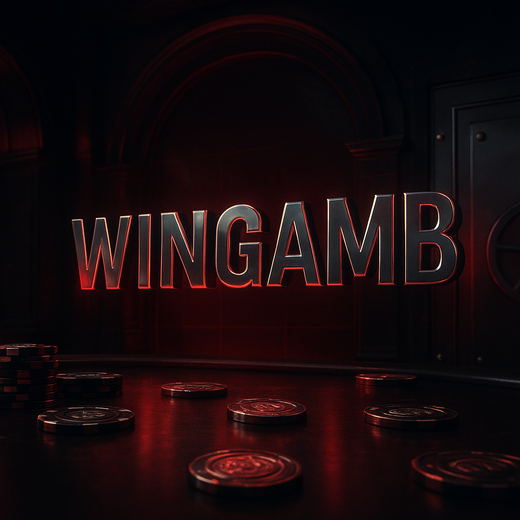 Wingamb ödeme yöntemleri için lüks casino atmosferinde merkezi WINGAMB yazısı ve zarif finansal detaylar - hero