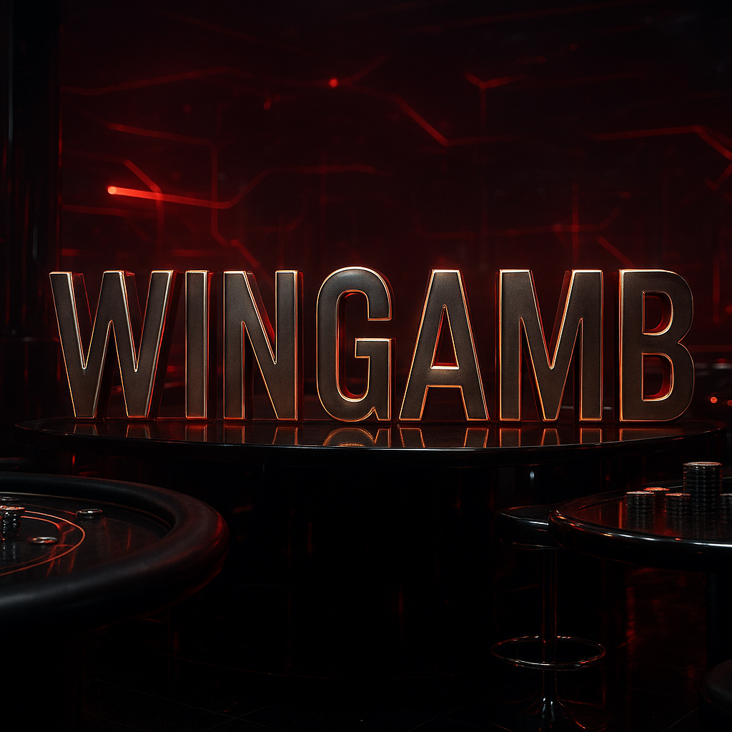 Wingamb illuminated centerpiece in a luxury casino with digital red accents - hero